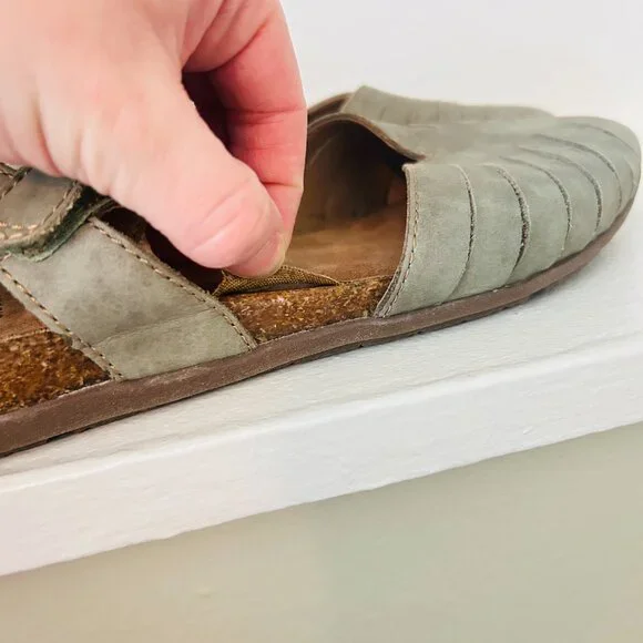 Earth Origins Sandals Womens Size 8.5 Leather Palomos Peyton Sage Green Shoe - Picture 5 of 11